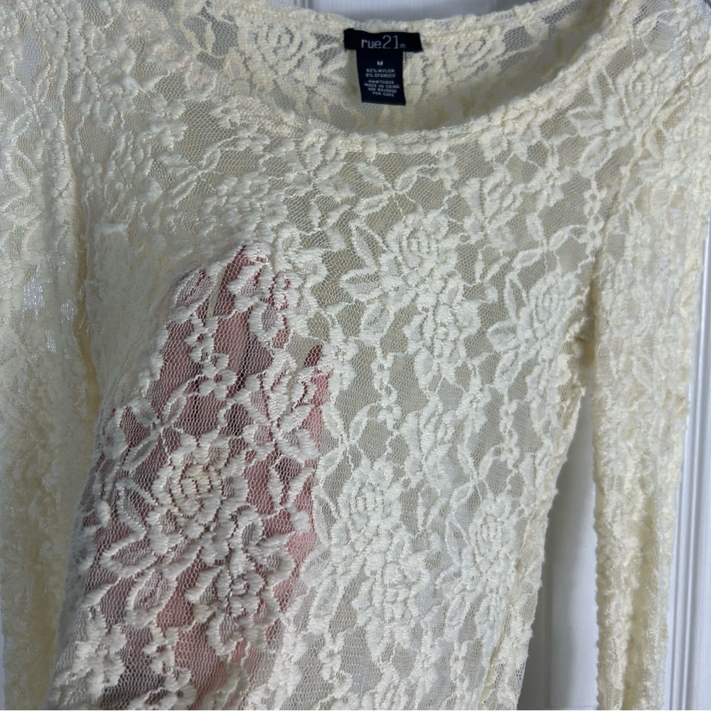 Rue 21 Lace Long Sleeve Blouse - Picture 3 of 5